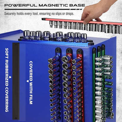 Magnetic Socket Organizer Set, 9-Piece Detachable Socket Trays for Tool Box Drawer & Garage Storage